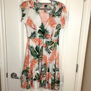 Placer Culpable Women's Dress Wrap-Over Bodice Tropical Colorful Summer